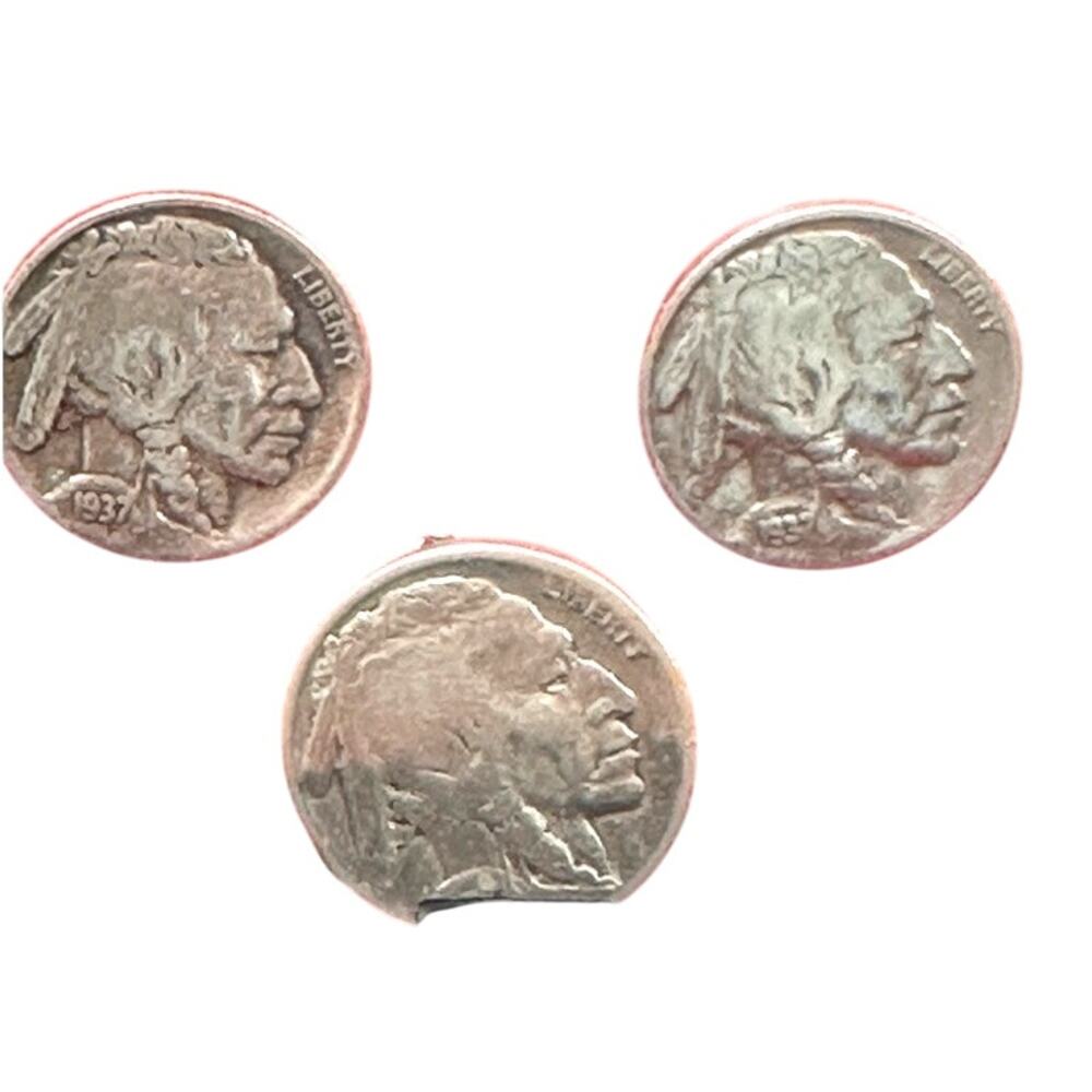 Buffalo Nickel 1937 cufflinks and tie tack set Vintage NIB